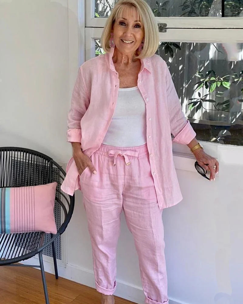 Poppy™ – Bequemes Langarm-Blusen- und Hosen-Set