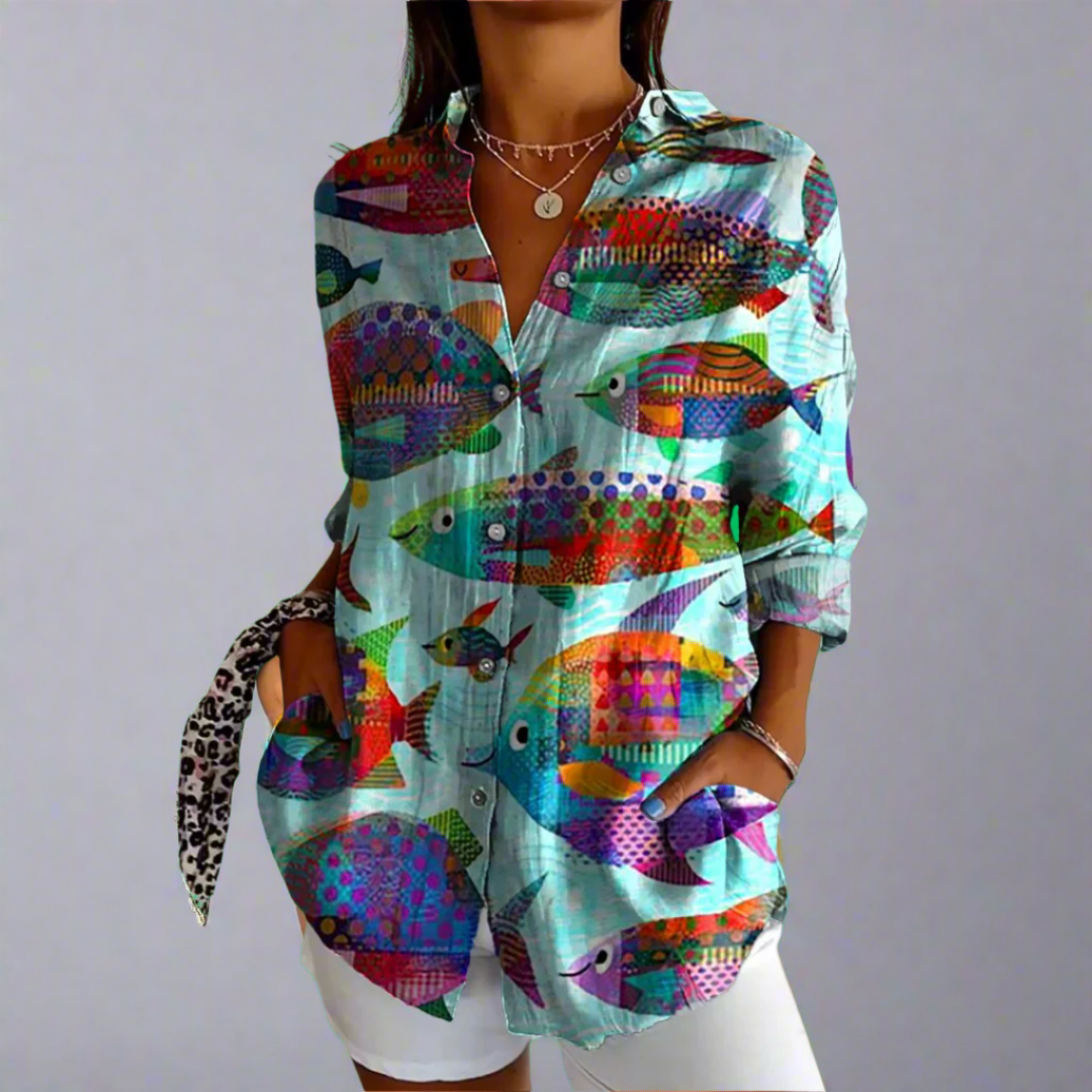 Delia | Premium Bluse mit Künstlerischen Details