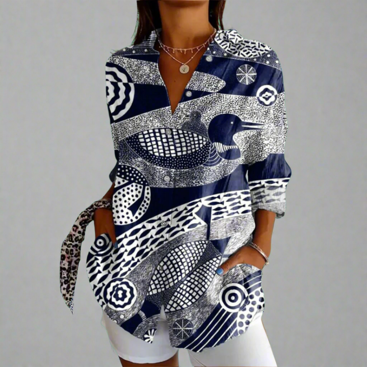Delia | Premium Bluse mit Künstlerischen Details