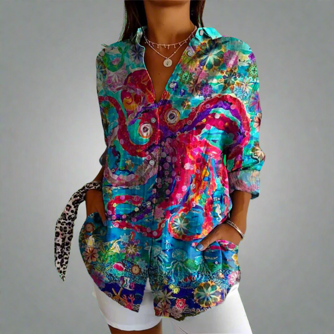 Delia | Premium Bluse mit Künstlerischen Details