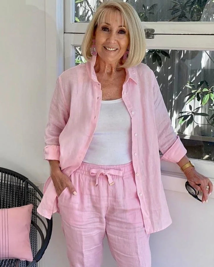 Poppy™ – Bequemes Langarm-Blusen- und Hosen-Set