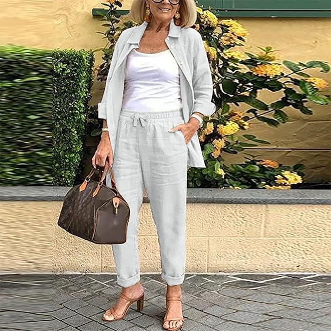 Poppy™ – Bequemes Langarm-Blusen- und Hosen-Set