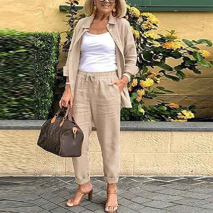 Poppy™ – Bequemes Langarm-Blusen- und Hosen-Set