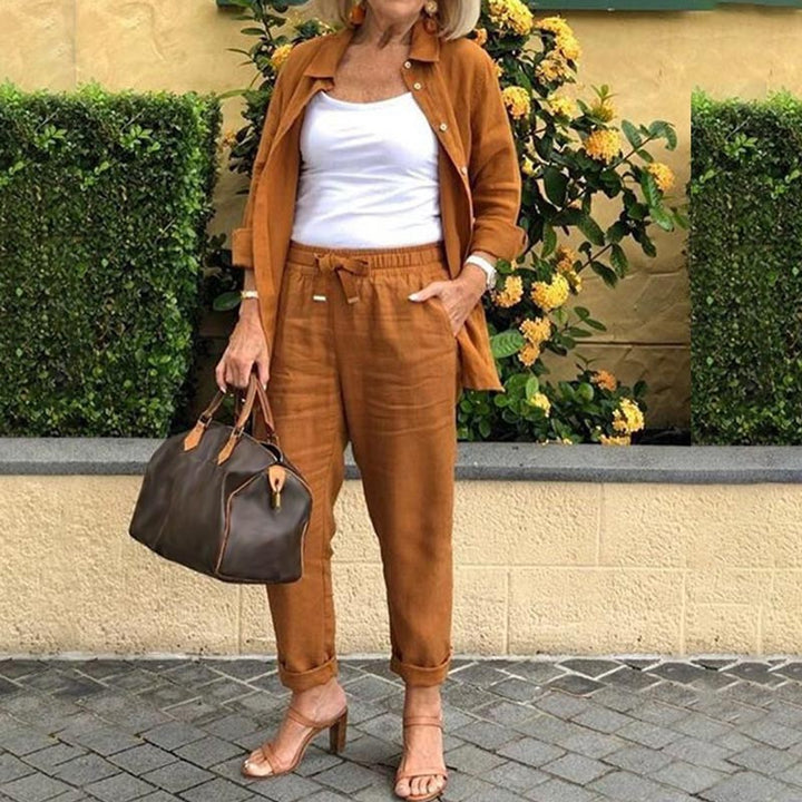 Poppy™ – Bequemes Langarm-Blusen- und Hosen-Set